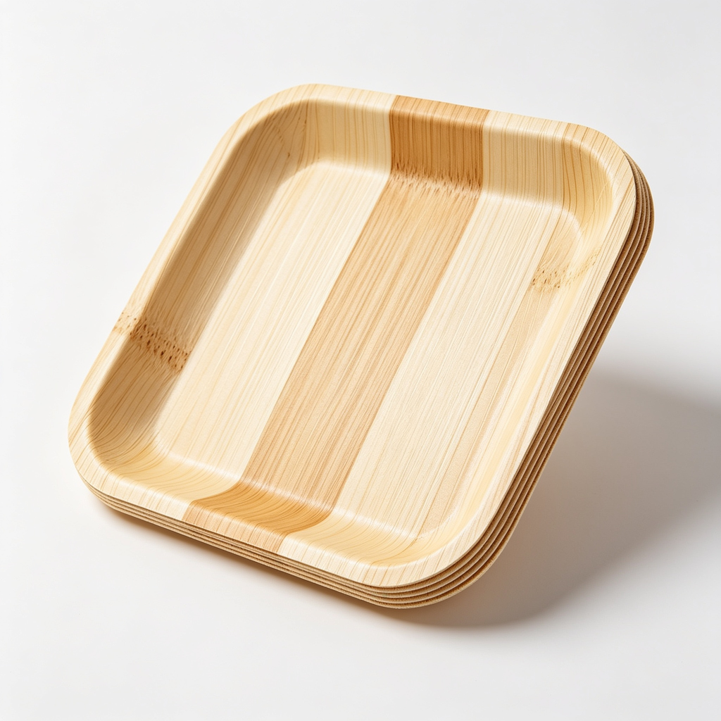 Verdanterail Leef Palm Tree Disposable Plates [50 Pieces | 18 cm] Barbecue Plates as Birthday Decoration [Square] Flat Plates Alternative to Plastic Plates Reusable as Disposable Tableware